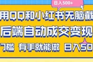 利用QQ和小红书无脑截流拼多多助力粉，不用拍单发货，后端自动成交变现，日入500+【揭秘】