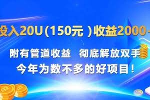 投入20u（150元 ）收益2000+ 附有管道收益  彻底解放双手  今年为数不多的好项目！