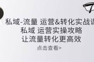 私域流量运营&转化实操课：私域运营实操攻略，让流量转化更高效