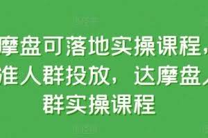 达摩盘可落地实操课程，精准人群投放，达摩盘人群实操课程