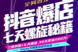 抖音爆店七天螺旋秘籍进阶课4期:七天螺旋底层原理+24小时直播手机玩法+投产比
