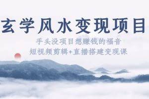 玄学风水变现项目：手头没项目想赚钱的福音（短视频剪辑+直播搭建变现课）