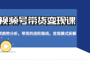 视频号带货变现课，货趋势分析，带货的进阶路线，变现模式拆解