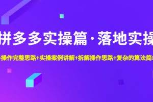 拼多多实操篇·落地实操 完整思路+实操案例+拆解操作思路+复杂的算法简单化