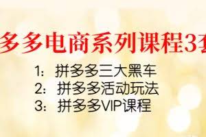 拼多多电商系列课程3套：拼多多三大黑车+拼多多活动玩法+拼多多VIP课程