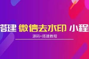 搭建微信去水印小程序 带流量主【源码+搭建教程】