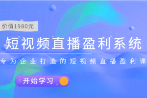 短视频直播盈利系统 专为企业打造的短视频直播盈利课（价值1980元）