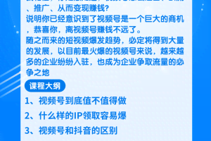 柚子团队内部项目课程：视频号运营+引流+推广+变现，全套赚钱攻略
