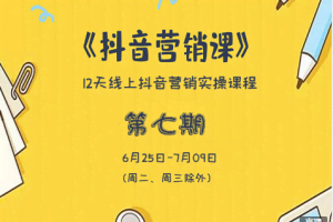 12天抖音营销系统课第七期 :三大体系成就百万大V 账号体系/内容体系/运营体系