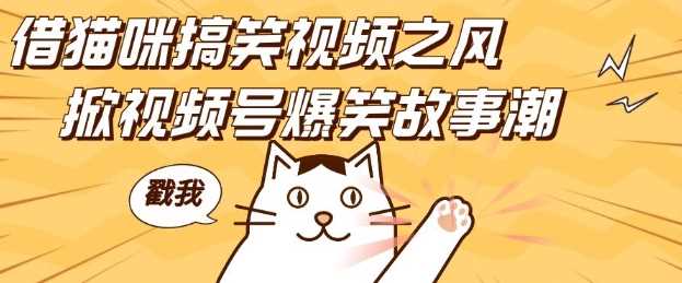 借猫咪搞笑视频之风,掀视频号爆笑故事潮,轻松日入四位数,无门槛快速入门!