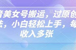 抖音美女号搬运，过原创新玩法，小白轻松上手，每天收入多张