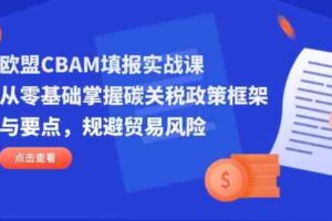 欧盟CBAM填报实战课，从零基础掌握碳关税政策框架与要点，规避贸易风险