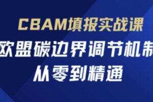CBAM填报实战课，欧盟碳边界调节机制，从零到精通