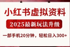 小红书虚拟资料，2025最新玩法升级，一部手机20分钟，轻松日入3张【揭秘】