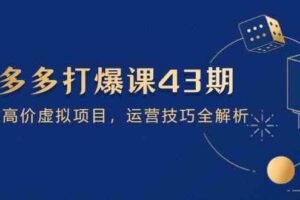 拼多多打爆课第 43 期，掌握高价虚拟项目，运营技巧全解析（15节）