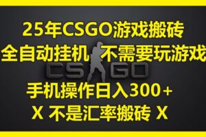 25年CSGO游戏搬砖，全自动挂机，不需要玩游戏，手机操作日入300+。(不是汇率搬砖)
