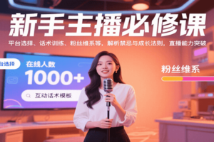 新手主播必修课：平台选择、话术训练、粉丝维系等，解析禁忌与成长法则，突破直播能力
