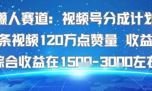 懒人赛道：视频号分成计划单条视频120W点赞量 收益高综合收益在1.5K左右