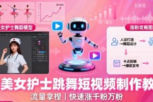 AI美女护士跳舞短视频制作教学，流量拿捏，快速涨千粉万粉【提示词+视频教程】
