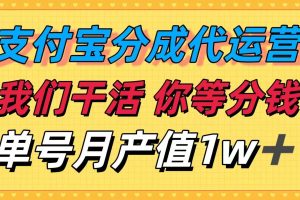 （16159期）十月最强捡钱项目，支付宝分成代运营，我们干活，你等着分钱！单号月产…