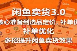 闲鱼卖货3.0，从核心准备到选品定价，补单优化，多招提升闲鱼卖货效果