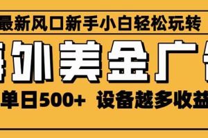 （16401期）2025最新风口 海外美金广告 单机单日500+ 可无限放大 设备越多收益越大…