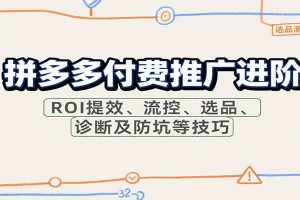 拼多多付费推广进阶，ROI提效、流控、选品、诊断及防坑等技巧（更新10月）