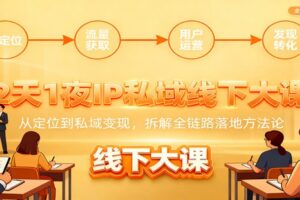 2天1夜IP私域线下大课：从定位到私域变现，拆解全链路落地方法论