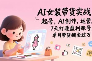 （17088期）AI女装带货实战：起号，AI创作，运营，7天打造盈利账号，单月带货佣金过万