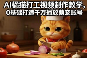 AI橘猫打工视频制作教学，流量狂飙，0基础打造千万播放萌宠账号