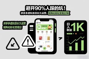 避开90%人踩的坑，拼多多虚拟类目长久运营，矩阵化轻松变现日1K【揭秘】