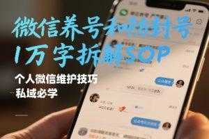 微信养号和防封号1万字拆解SOP，个人微信维护技巧，私域必学【文档】