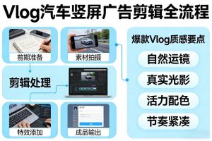 Vlog感觉汽车竖屏广告剪辑脚本全流程，拿捏爆款Vlog质感