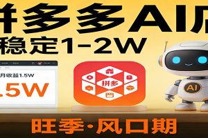 开一家拼多多AI店，月稳定1-2W，目前旺季，风口期！