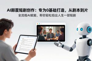 (17564期)AI颠覆短剧创作:专为0基础打造,从剧本到成片全流程AI赋能,帮你轻松拍出人生第一部短剧