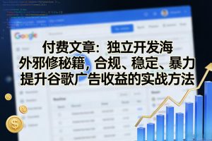 付费文章：独立开发海外邪修秘籍，合规、稳定、暴力提升谷歌广告收益的实战方法