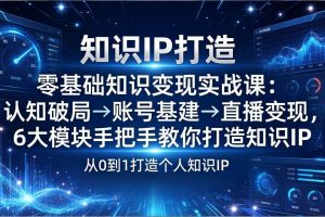 (17741期)零基础知识IP变现实战课:认知破局→账号基建→直播变现,6大模块手把手教你打造知识IP