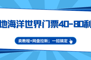 极地海洋世界门票40-80利润，卖教程+网盘拉新；一招搞定