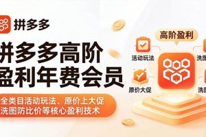 (17881期)拼多多高阶盈利年费会员(更新4月):全类目活动玩法、原价上大促、洗图防比价等核心盈利技术