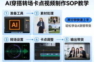 AI穿搭转场卡点视频制作SOP教学，两分钟快速上手，轻松学会AI穿搭带货