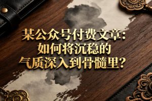 某公众号付费文章：如何将沉稳的气质深入到骨髓里？