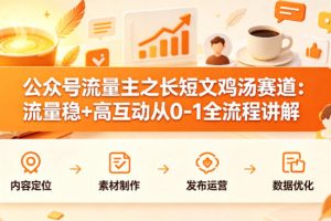 公众号流量主之长短文鸡汤赛道，流量稳+高互动，从0-1全流程讲解