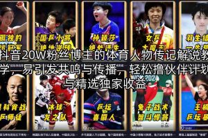 抖音20W粉丝博主的体育人物传记解说教学，易引发共鸣与传播，轻松撸伙伴计划与精选独家收益
