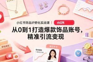 小红书饰品IP孵化实战课｜从0到1打造爆款饰品账号，精准引流变现