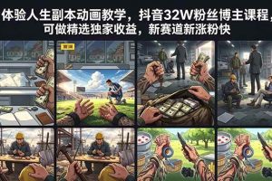 （18826期）体验人生副本动画教学， 抖音32W粉丝博主课程，可做精选独家收益，新赛道新涨粉快