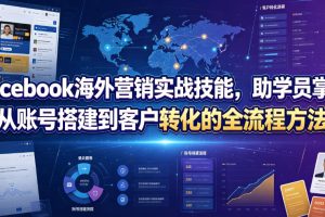 Facebook海外营销实战技能，助学员掌握从账号搭建到客户转化的全流程方法