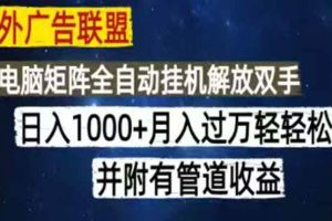 （18989期）海外广告联盟每天几分钟日入1000+无脑操作，可矩阵并附有管道收益