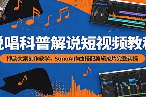 说唱科普解说短视频教程：押韵文案创作教学，SunoAI作曲搭配剪辑成片完整实操