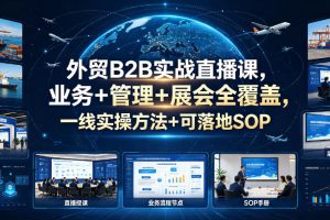 外贸B2B实战直播课，业务+管理+展会全覆盖，一线实操方法+可落地SOP