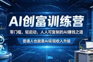 AI创富训练营，零门槛，轻启动，人人可复制的AI賺钱之道，普通人也能靠AI实现收入升级